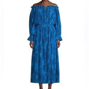 Elie Tahari Blue Patterned Maxi Dress‎